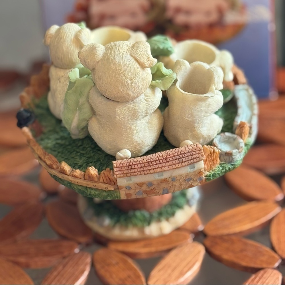 New Vintage Pig Tea Set Table Farmhouse Style Farm Miniature Pedestal Stand - Picture 9 of 13